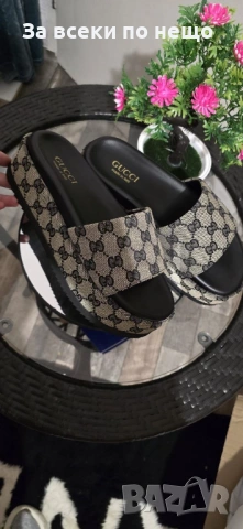 Gucci Дамски Бежови Високи Чехли Гучи Код E1313