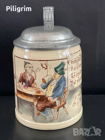 Антична халба за бира «Villeroy & Boch», Германия, 1895 г., снимка 2 - Антикварни и старинни предмети - 55215011