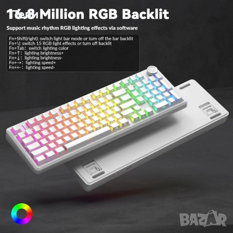 AULA F99 Pro Knob Mechanical Keyboard – една от най-търсената механична клавиатура, снимка 3 - Клавиатури и мишки - 54488690