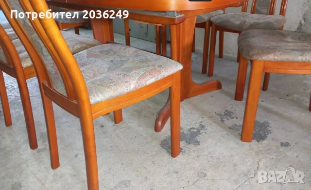 Комплект масивна разтегателна маса- автомат с 8 стола, снимка 6 - Маси - 54137462