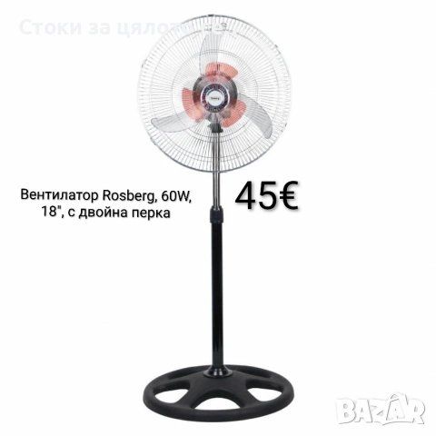Вентилатор Rosberg 60W, 18", с двойна перка