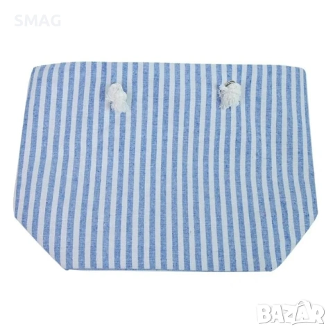 Плажна чанта бяла със сини райета Smile 57x34x42 см_1177762, снимка 2 - Чанти - 54761696