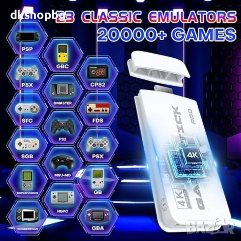 4547 PlayStation 5 Ретро Мини Конзола 4K HDMI – 64GB с 10,000+ Игри и 2 Безжични Джойстика, снимка 7 - Други игри и конзоли - 54527985