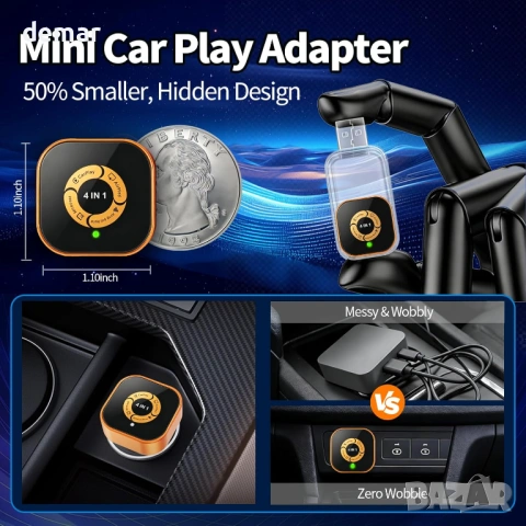 4 в 1 Безжичен CarPlay и Android Auto адаптер с AirPlay и Mirror Link, снимка 7 - Аксесоари и консумативи - 54881161