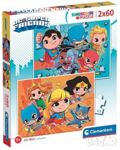 Детски пъзел Clementoni Frozen/Spiday/Super Friends/Stitch 2×60 части, снимка 3 - Игри и пъзели - 54775711