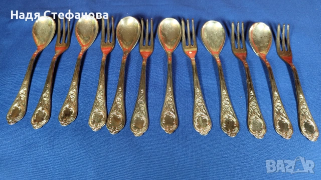 Десертни италиански лъжички и вилички комплект по 6 бр