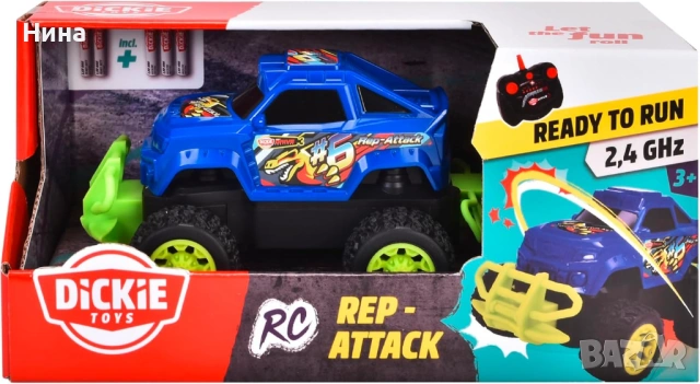 Кола с дистанционно RC Monster Truck Rep Attack от Dickie Toys, снимка 7 - Коли, камиони, мотори, писти - 54408095