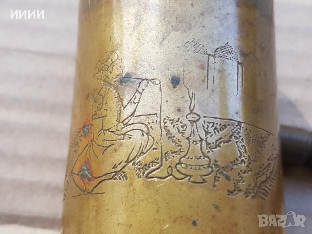 Османска бронзова мелница мелничка със сцена, снимка 3 - Антикварни и старинни предмети - 54497104