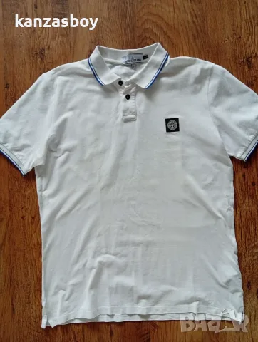Stone Island Contrasting trimmed pique polo - мъжка тениска р-р XXL, снимка 5 - Тениски - 55678093