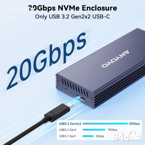 Външна Алуминиева Кутия за MAC SSD (12+16 PIN) ANYOYO USB-C 3.2 – Чисто нова (без опаковка)  , снимка 3 - Кабели и адаптери - 55071201