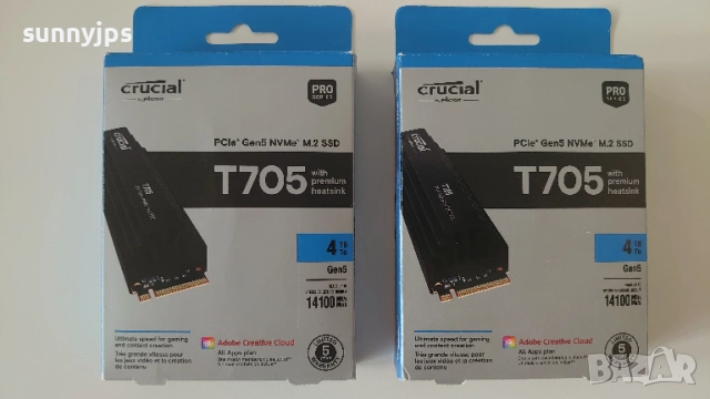 Crucial T705 4TB PCIe Gen5 NVMe M.2 SSD with heatsink 14100 MB/s