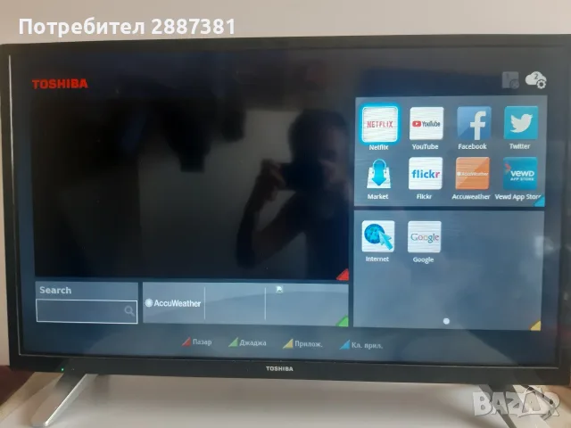 TOSHIBA 32W3663DG - Smart, Wi-Fi, Lan във отлично състояние, снимка 2 - Телевизори - 55626224