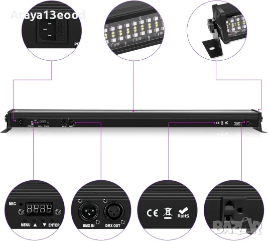 Комплект 2 LED RGB Wall Washer прожектора 70W с 336 LED и DMX, снимка 4 - Лед осветление - 55377839