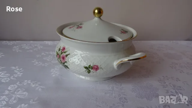 Красиви  супник и плато Seltmann Weiden "Annabell" с декорация "Rote Rosen" , снимка 3 - Сервизи - 55453643