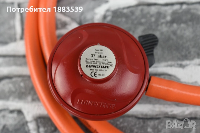 Нов пропан газ и маркуч за фурна барбекю UK Gas regulator V80 37mbar hose 8mm, снимка 2 - Печки, фурни - 54442304