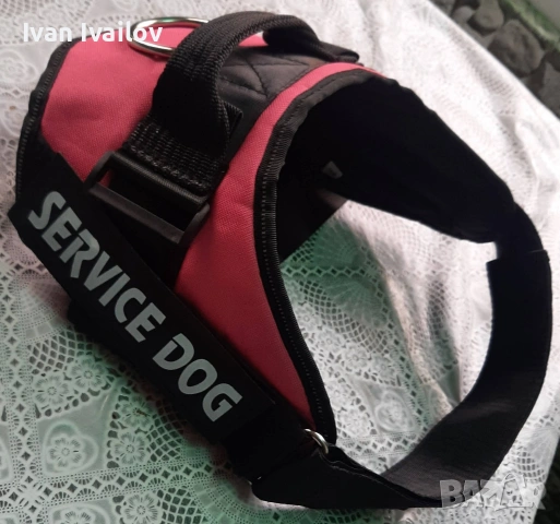 Професионален кучешки нагръдник K9 SERVICE DOG – Розов (XL) / Зелен (L), снимка 3 - За кучета - 54854729