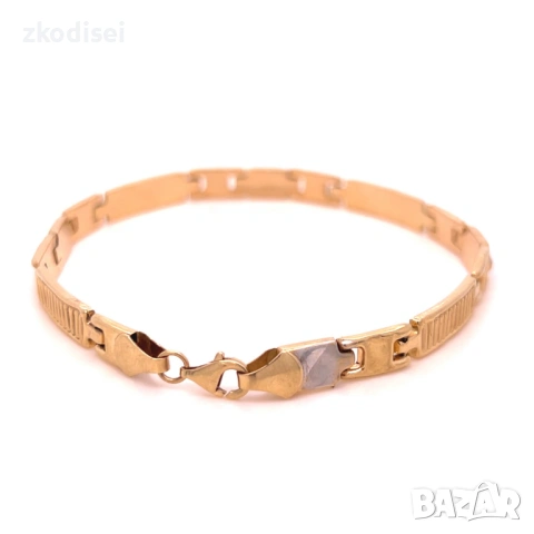 Златна мъжка гривна 6,48гр. 21,5см. 14кр. проба:585 модел:38174-2, снимка 3 - Гривни - 54038908