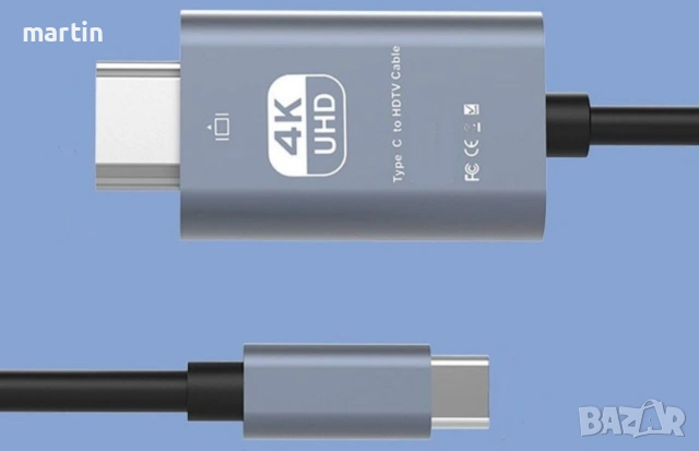 Type C-HDMI кабел за свързване на телефон с телевизор, 2м/4Kx2K - 60Hz, снимка 3 - Кабели и адаптери - 54963312