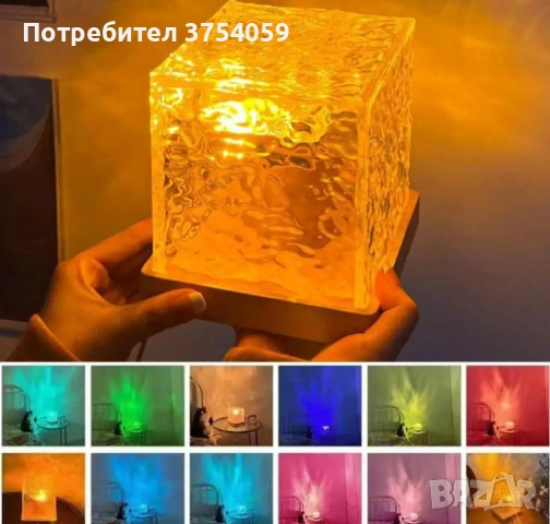 Елегантна кристална квадратна лампа с променящи се цветове, снимка 5 - Настолни лампи - 55201913