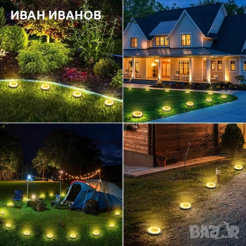 Соларна LED лампа за земя за градина и пътека, водоустойчиво външно ландшафтно осветление, снимка 7 - Соларни лампи - 55138308