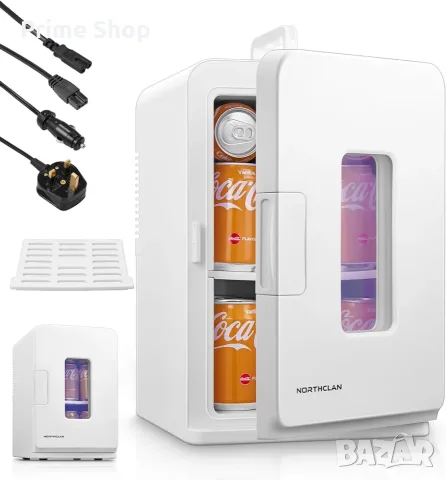 15L Мини Хладилник 12V / 220V с функции за охлаждане и затопляне, Бял, NORTHCLAN