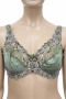 Hunkemöller дамски сутиен 80E в зелено с флорална бродерия, снимка 1