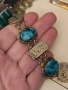 Антикварна сребърна гривна скарабей тюркоаз позлата, снимка 3
