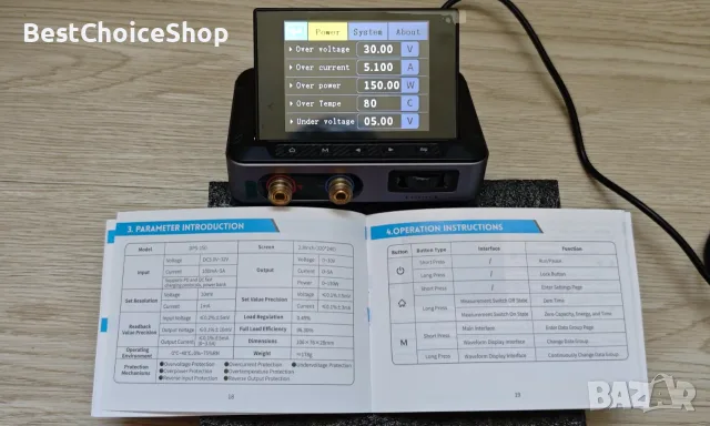 DPS-150 FNIRSI Лабораторно захранване, регулируемо 0-30V 0-5A s 2.8-инчов IPS екран PD/QC/DC, снимка 6 - Други машини и части - 55383218