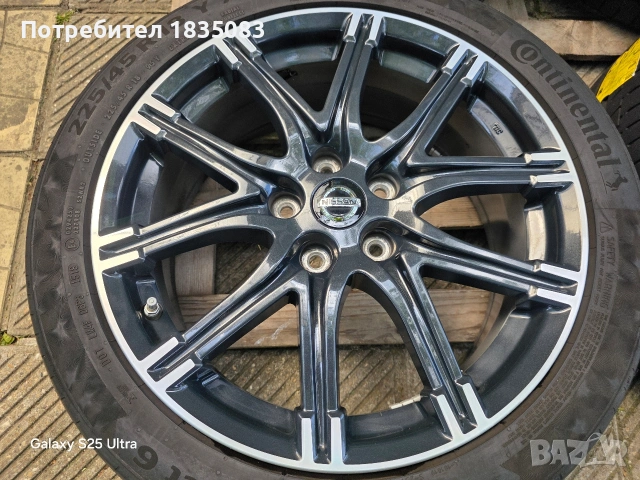 Лети джанти 18ки 5х114.3 Nissan + летни гуми 225/45/18, снимка 5 - Гуми и джанти - 54584318
