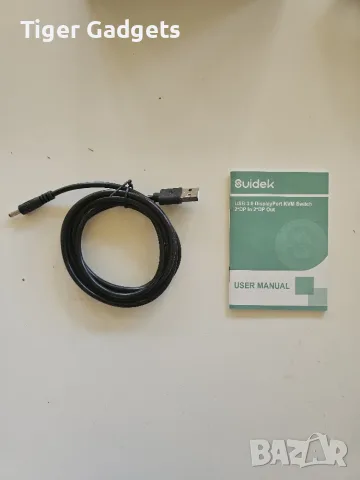 SUIDEK DisplayPort KVM суич за 2 компютъра и 2 монитора, 4K@60Hz, USB 3.0, Алуминиев, снимка 8 - Кабели и адаптери - 55583140