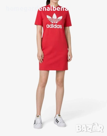 Adidas Tee Dress Pink Дамска Рокля – Розова – 100% Памук – Trefoil Лого – Размер 2XS / S