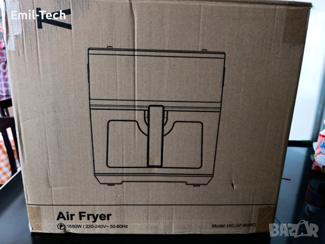 EINVE Air Fryer 8L / 1650W – фритюрник с горещ въздух + грил, снимка 5 - Фритюрници - 55014245