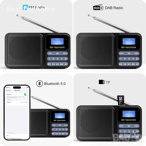 Преносимо DAB радио Gallypek, DAB Plus FM радио с Bluetooth 5.0 и 80 предварително зададени станции, снимка 7 - Радиокасетофони, транзистори - 54981137