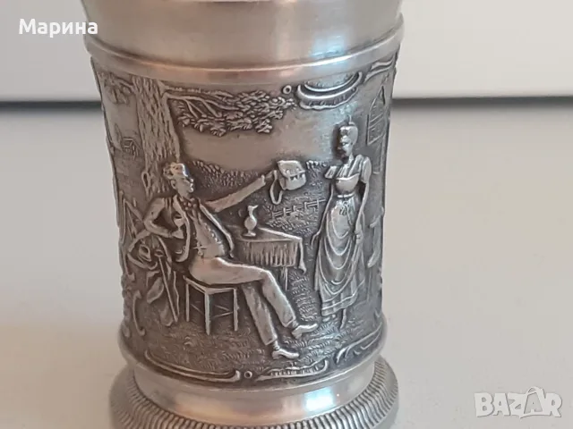 Джобна манерка и чаши за ракия от калай  Antik*Vintage #51, снимка 9 - Антикварни и старинни предмети - 48707988