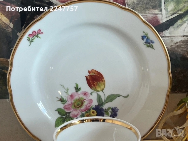 Троен сет порцелан Майсенски букет, снимка 3 - Антикварни и старинни предмети - 54971158