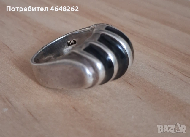 Сребърен пръстен 925 с черен оникс, снимка 3 - Пръстени - 55143128