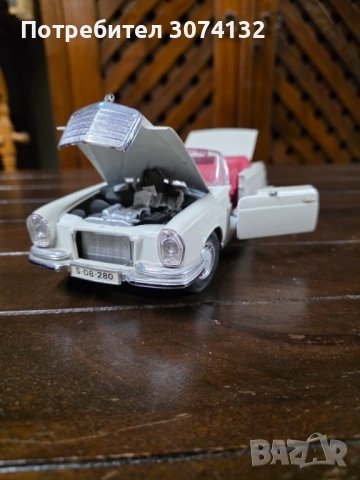 Колекционерска количка Mercedes Benz 280 SE 1961, снимка 5 - Колекции - 54555828