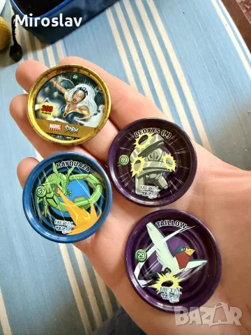 11 бр. метални тазове и чипове Покемон,Ю-Ги-О и Марвел (Pokemon, Yu-Gi-Oh, Marvel) за колекция Tazos