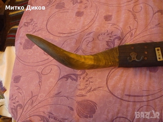 декоративна стенна закачалка, изработена от биволски рога 82см, снимка 2 - Декорация за дома - 54809667