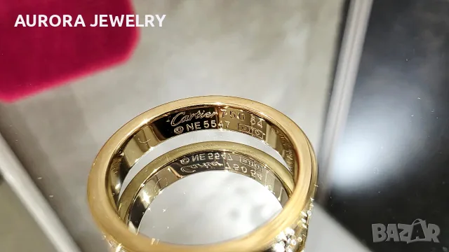 CARTIER Love Band Gold Paved Diamonds Унисекс Пръстен, снимка 9 - Пръстени - 53054233