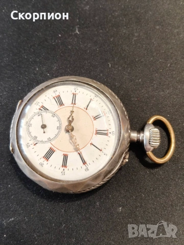 Швейцарски СРЕБЪРЕН джобен часовник 1900г. - 10 РУБИНА - ПРОМОЦИЯ, снимка 3 - Джобни - 51648205