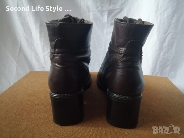 Robin Rose №39 италиански дамски боти естествена кожа в кафяв цвят - със среден ток и квадратен връх, снимка 12 - Дамски боти - 54096858