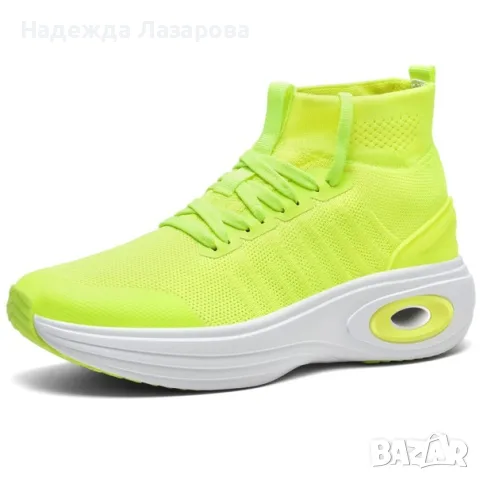 Дамски обувки без връзки , мрежа , платформа леки дишащи за ходене - Сигнално зелени EU 41, снимка 5 - Маратонки - 55602611