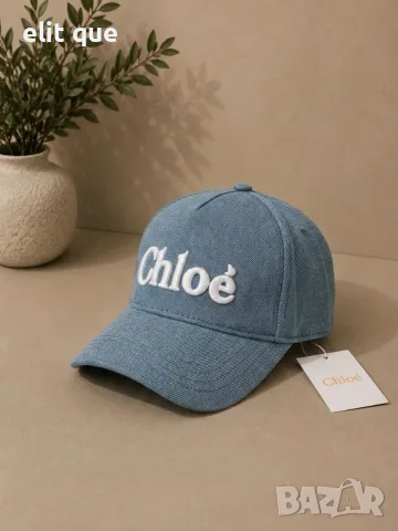 шапка с козирка chloe деним с бродерия 