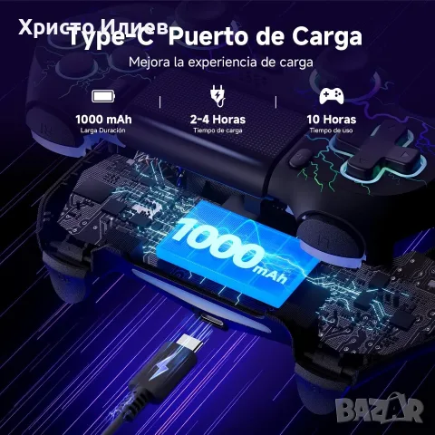 Безжичен контролер геймпад ECHTPower съвместим с PS4 и PC, снимка 6 - Аксесоари - 55666912