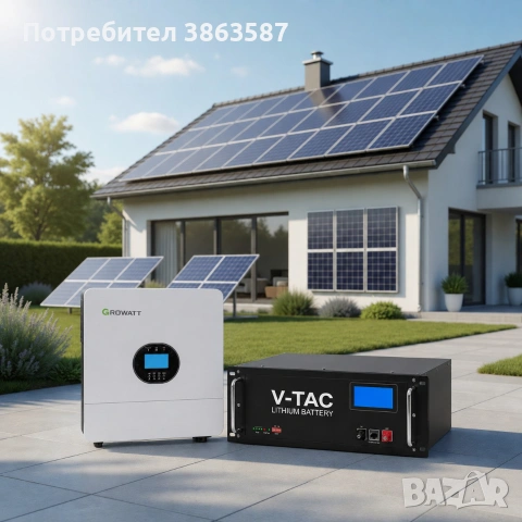 Соларна система Growatt 6kW комплект с батерия  и конструкция за термопанел .Безплатна доставка.
