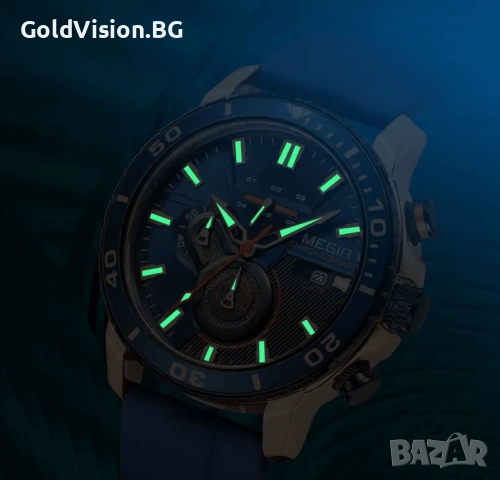 MEGIR 2224 Blue – мъжки хронограф с модерен дизайн, снимка 4 - Мъжки - 54247795