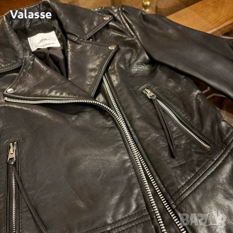 Естествена кожа байкър яке XS Mango в отлично състояние, снимка 2 - Якета - 54683517