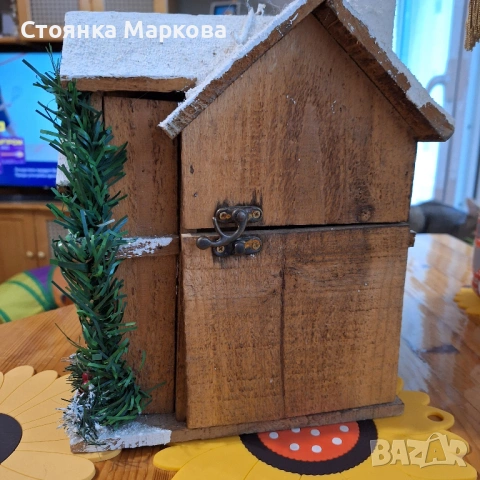 Декоративна дървена къща-ръчна изработка, снимка 6 - Декорация за дома - 54930113