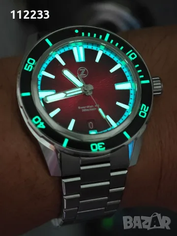 БАРТЕР Zelos Swordfish 40mm SS 'Crimson Red' - Seiko NH35, снимка 2 - Мъжки - 55671562